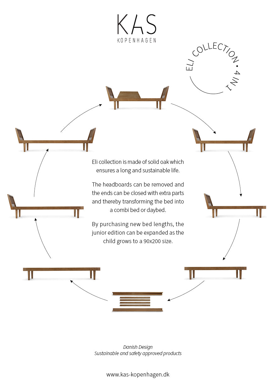 KAS Copenhagen conversion kit from junior bed to single bed 90x200cm - Smoked Oak