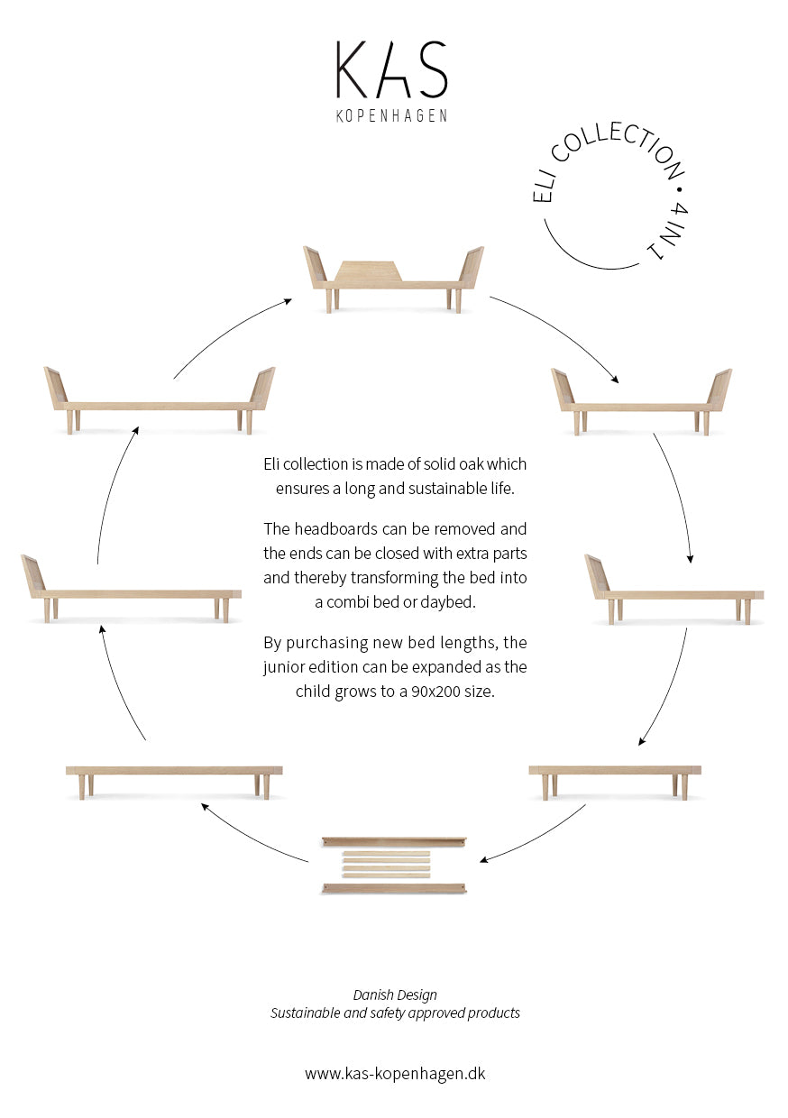 KAS Copenhagen kit de transformation du lit simple Eli en lit de jour Eli Chêne Naturel