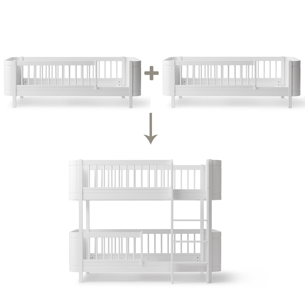 Conversion kit Oliver Furniture Wood Mini+ 2 junior beds to half-height bunk bed, white