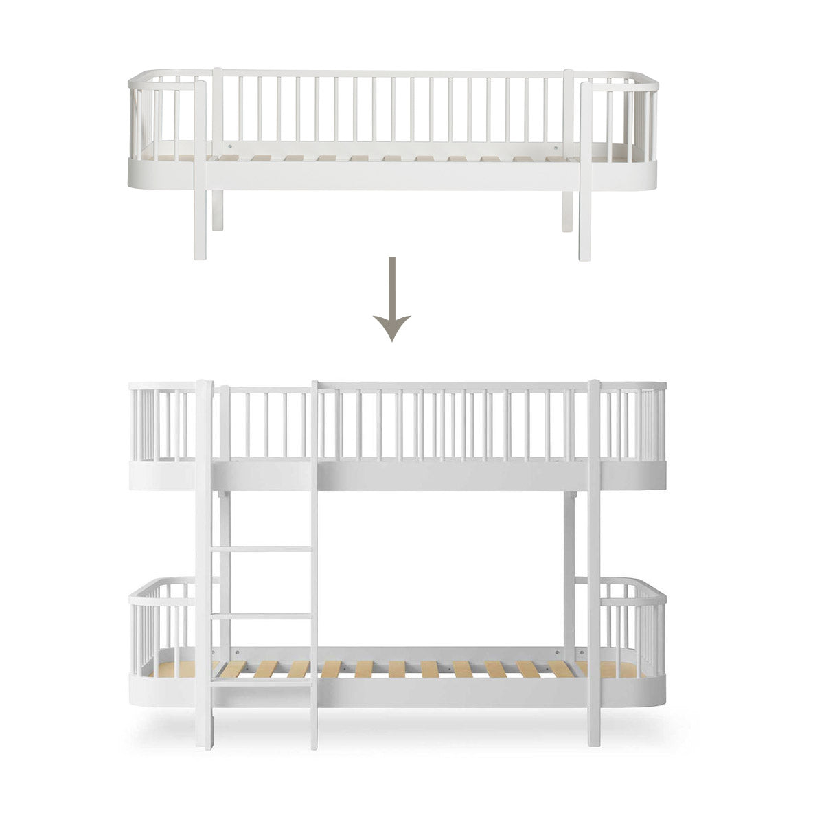 Conversion kit Oliver Furniture Wood Original sofa bed to half-height bunk bed white