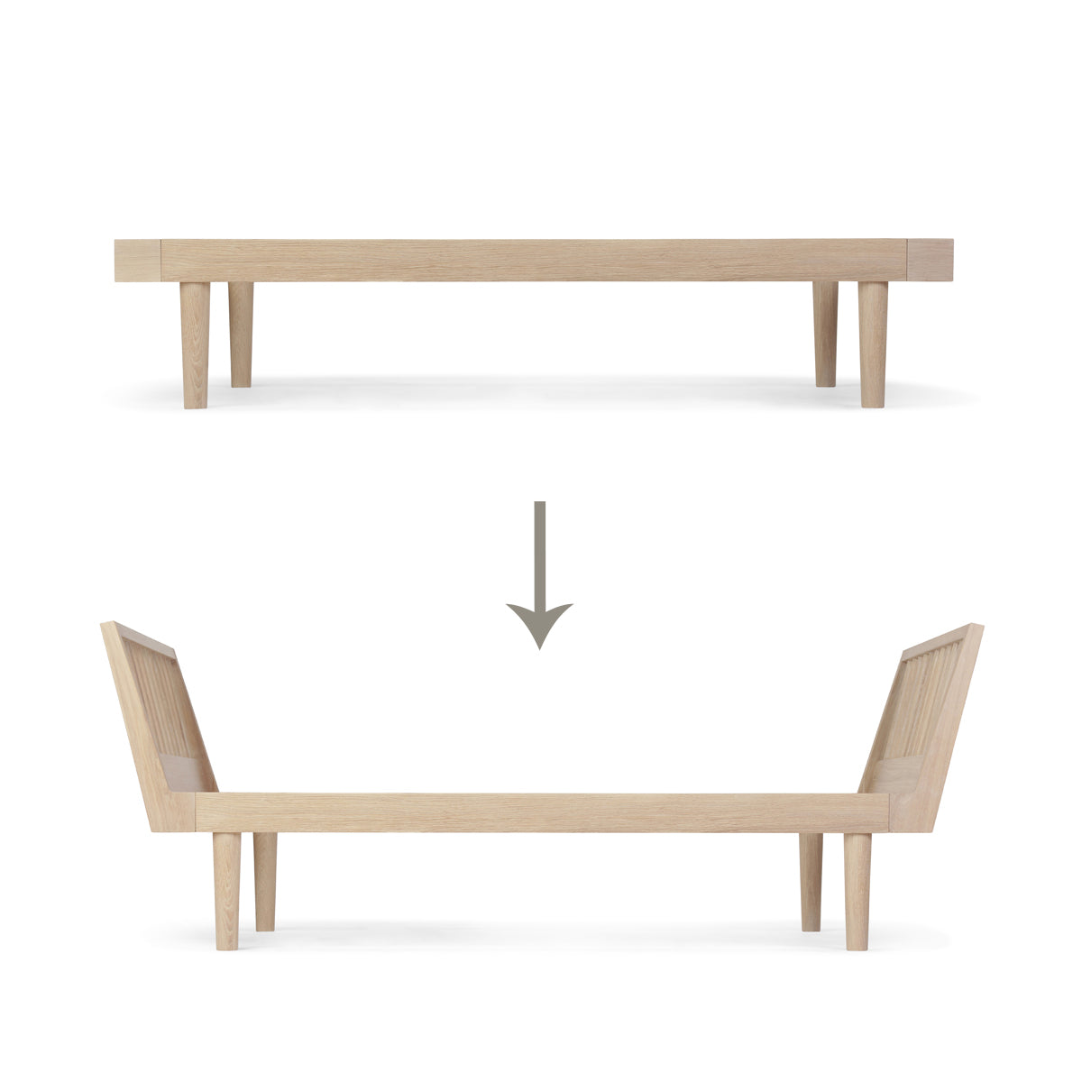 KAS Copenhagen conversion set head and foot sections for conversion from Eli day bed to single bed light Oil Oak