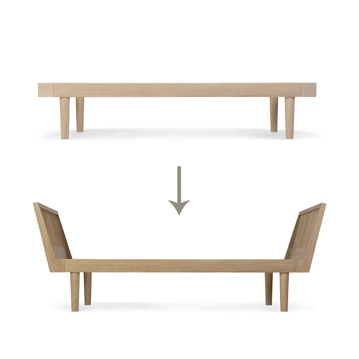 KAS Copenhagen conversion set head and foot sections for conversion from Eli day bed to single bed smoked oak