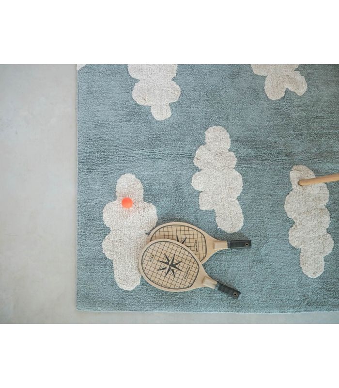 Lorena Canals tapis lavable Clouds Vintage Bleu, 120 x 160cm