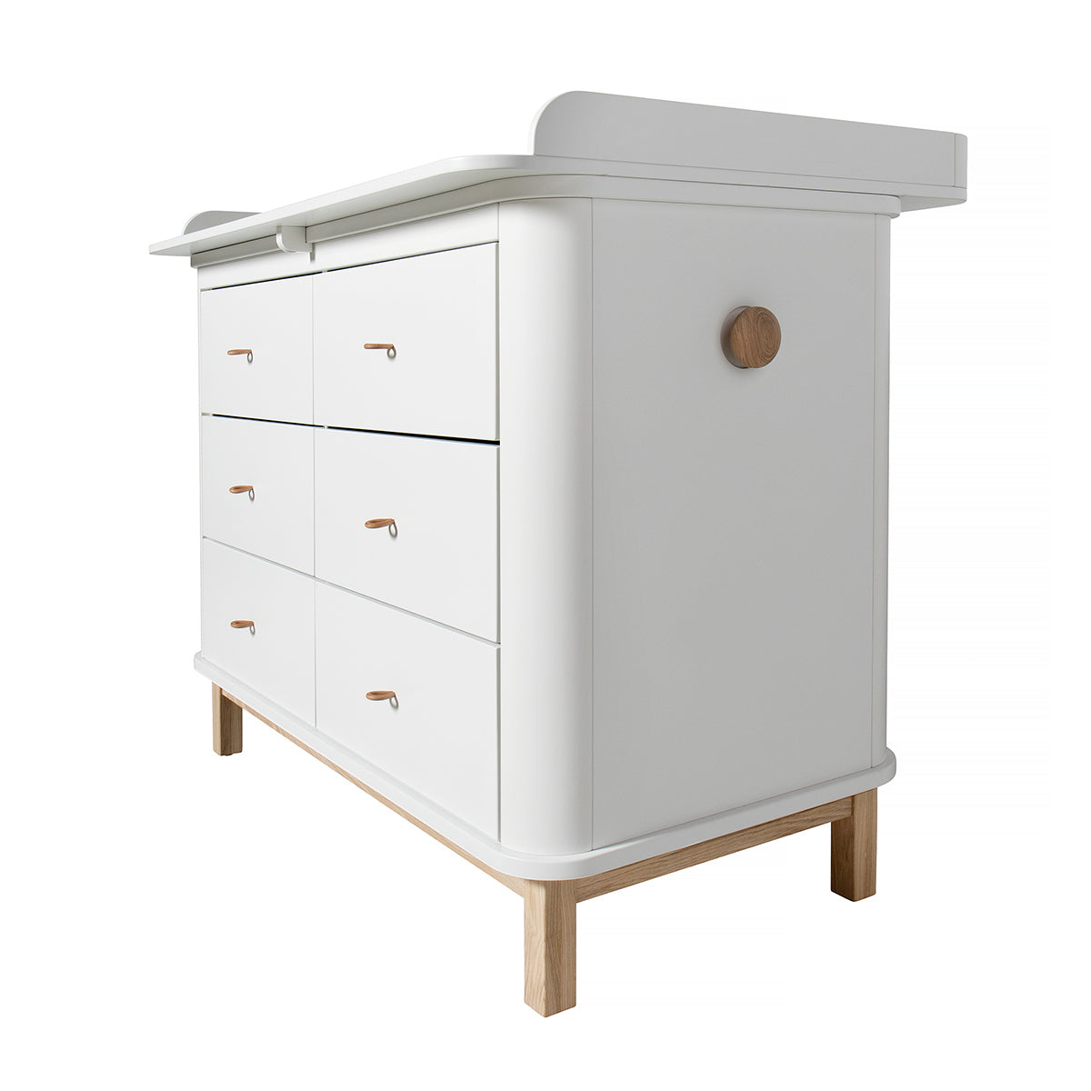 Oliver Furniture Wood Collection Changing Table with 6 Drawers, White/Oak