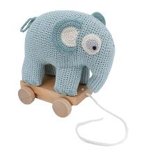 Sebra animal à tirer au crochet, éléphant bleu